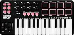 Kokko Professional Mini Teclado MIDI 25 Teclas com 8 Pads de Bateria Retroiluminados, 8 Knobs e Software de Produção Musical Incluso - Controlador USB para Home Studio e DJs