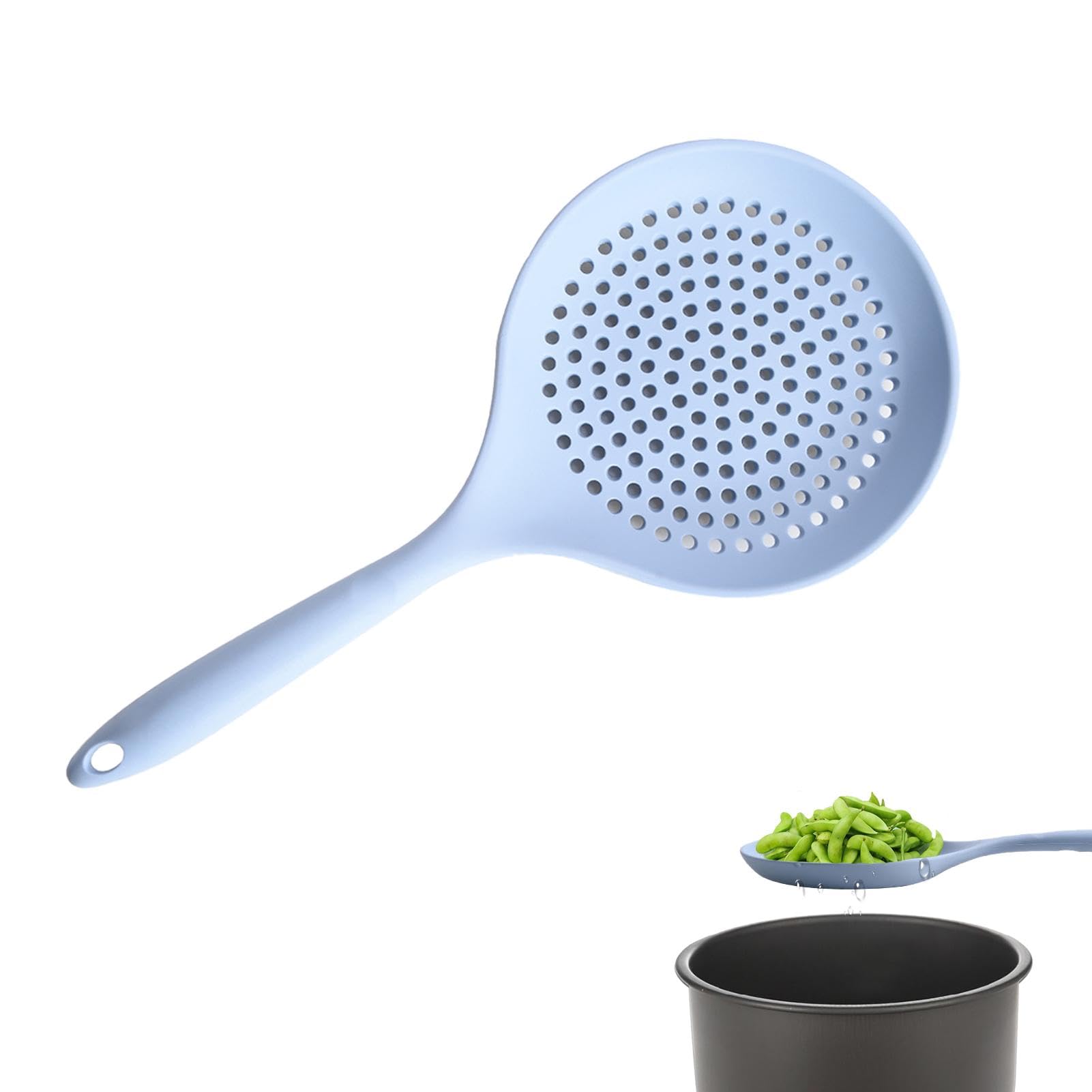 Set di 2 Schiumarola Silicone Alta Resistenza Al Calore, senza BPA, antiaderenti, per scolarli e friggere (grigio e blu