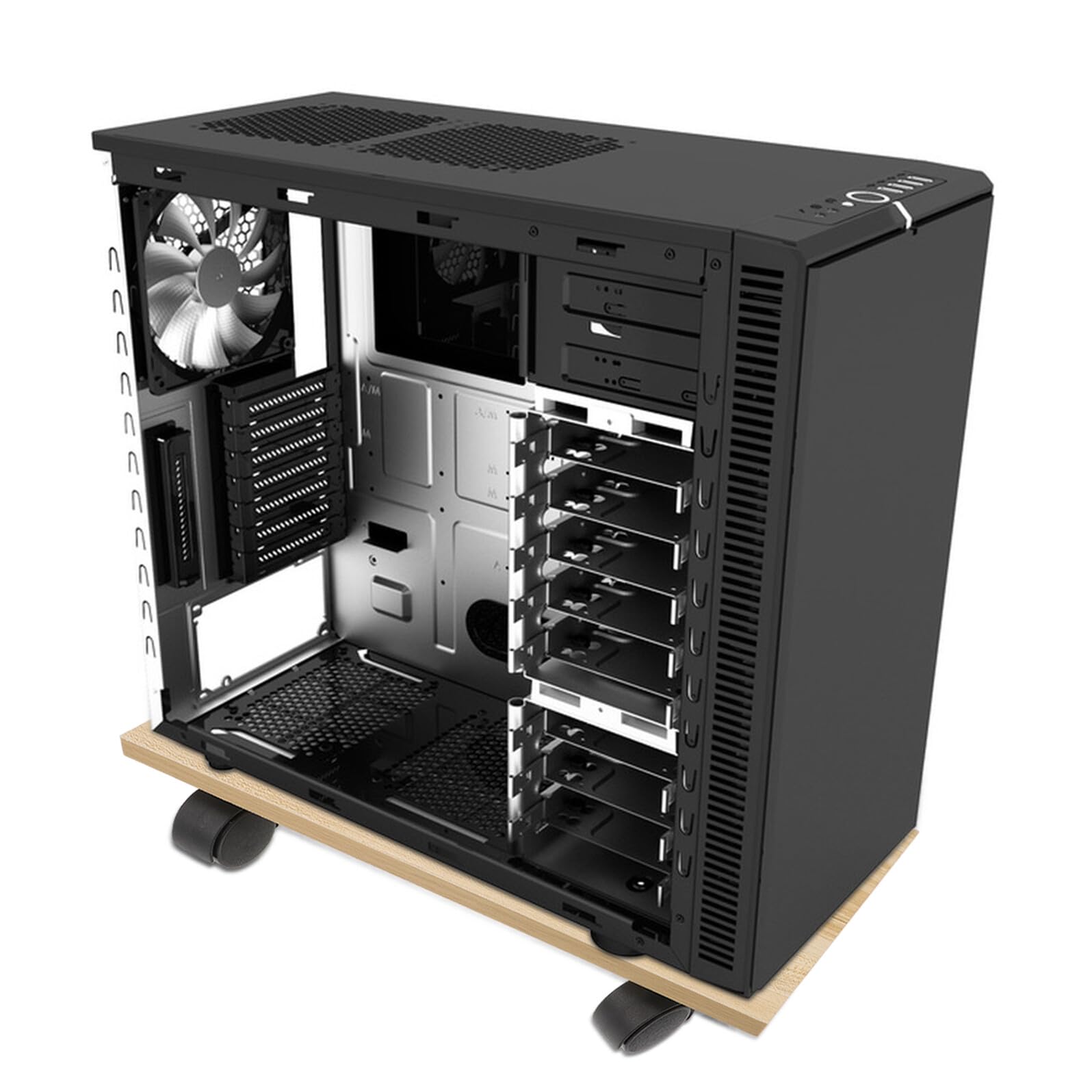Soporte Rodante para Torre de PC de Madera Base Ajustable y Ruedas Giratorias Soporte de Suelo para Ordenador Capacidad de Carga Carrito Móvil para Escritorio Adecuado para