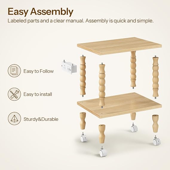 HOOBRO 2-Tier Printer Stand Solid Wood Legs