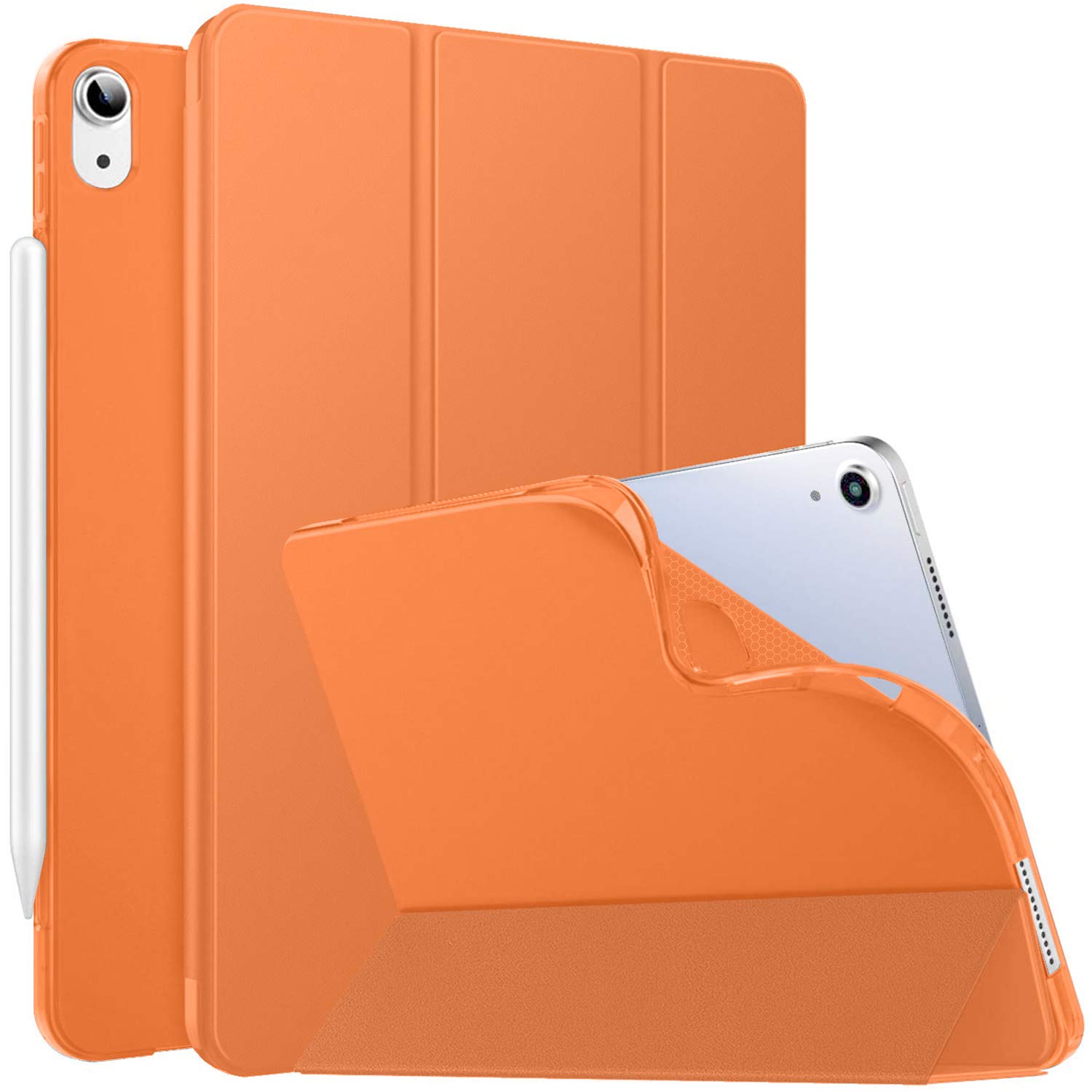 DuraSafe Cases iPad Air 5 2022 / Air 4 2020 10.9 Inch [ Air 4th Air 5th Gen ] A2316 A2324 A2589 A2591 Smart TriFold Lightweight Soft Silicone TPU Back Case - Orange