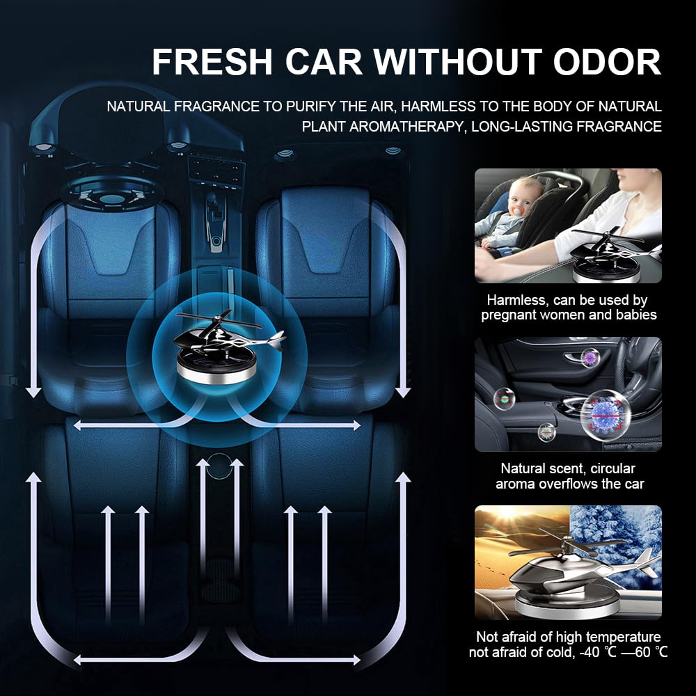 Difusor de ambientador para coche, helicóptero creativo de energía solar giratorio, aromaterapia, aviación, aleación, difusor solar fuerte con tecnología eliminadora de olores para coche,