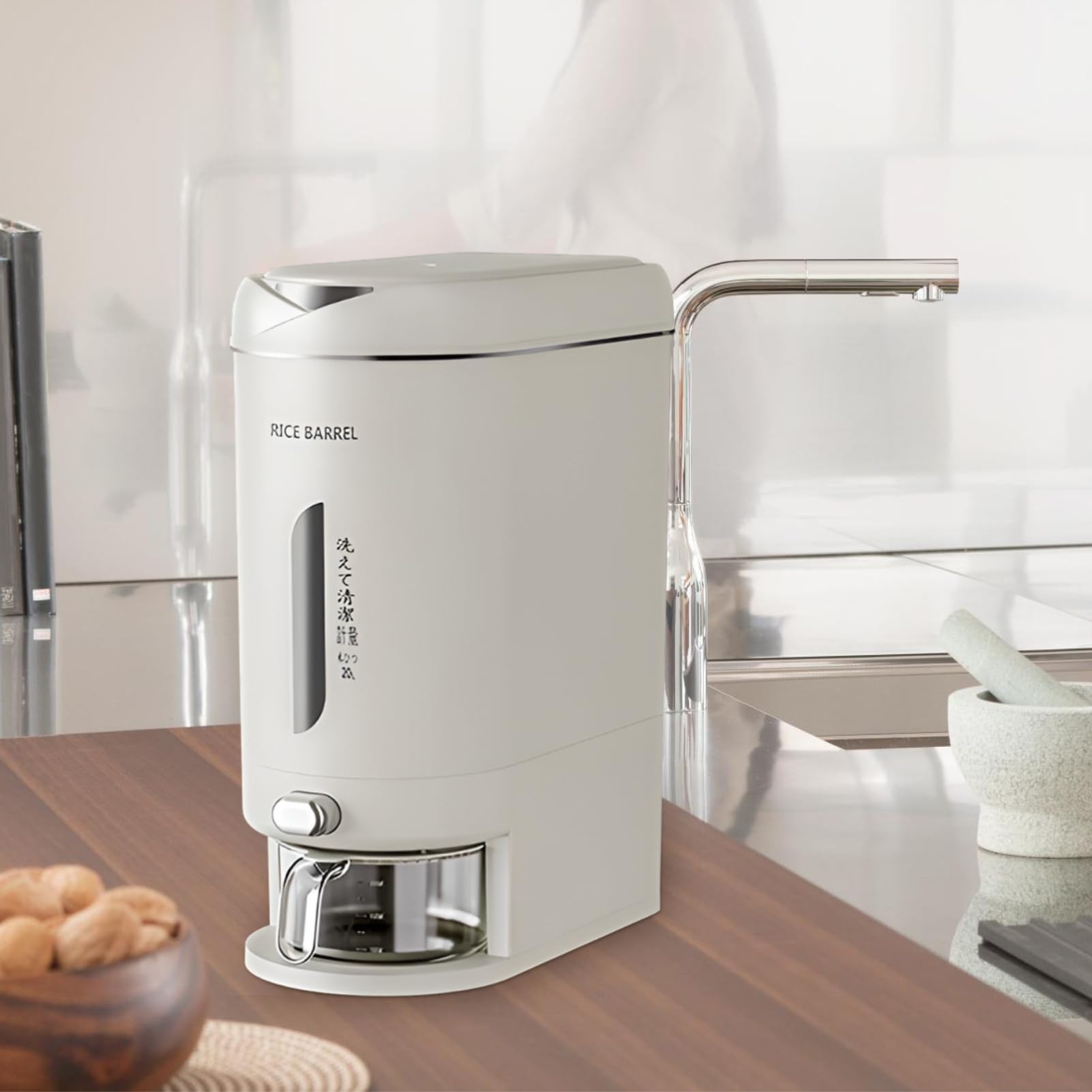 Contenedor Arroz 10L/20L Hermético Anti-Insectos Sin BPA - Dispensador | Cereales con Taza Medidora | Bote Almacenamiento Legumbres Pasta Harina Ahorra Espacio Vertical Cocina Despensa Organizador