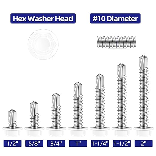 Tornillos Autorroscantes #10 x 3/4" Cabeza Hexagonal Acero Inoxidable 100 Pzs miniatura 3