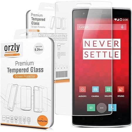 Orzly OnePlus One Premium Protective Screen Film - 0.24 mm Tempered Glass Screen Protector for One Plus One Smartphone (Alias:'One' Mobile Phone model from One Plus) - 2014