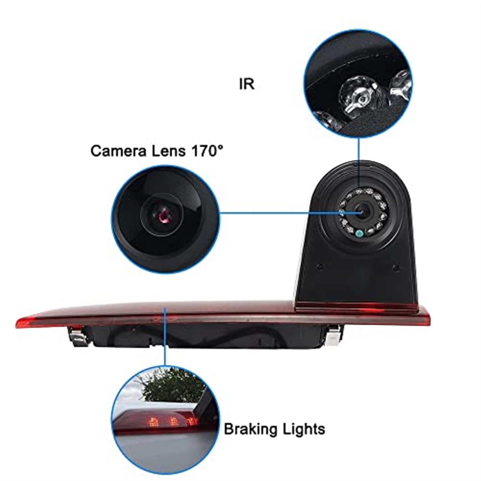 Kamera HD 720P 3. światło hamowania Wymiana świateł stopu +5.0 Monitor Transporter, dla Forda, Transit Custom V362 2012-2018 tylnego światła Kamera tylnego światła stopu samochodu