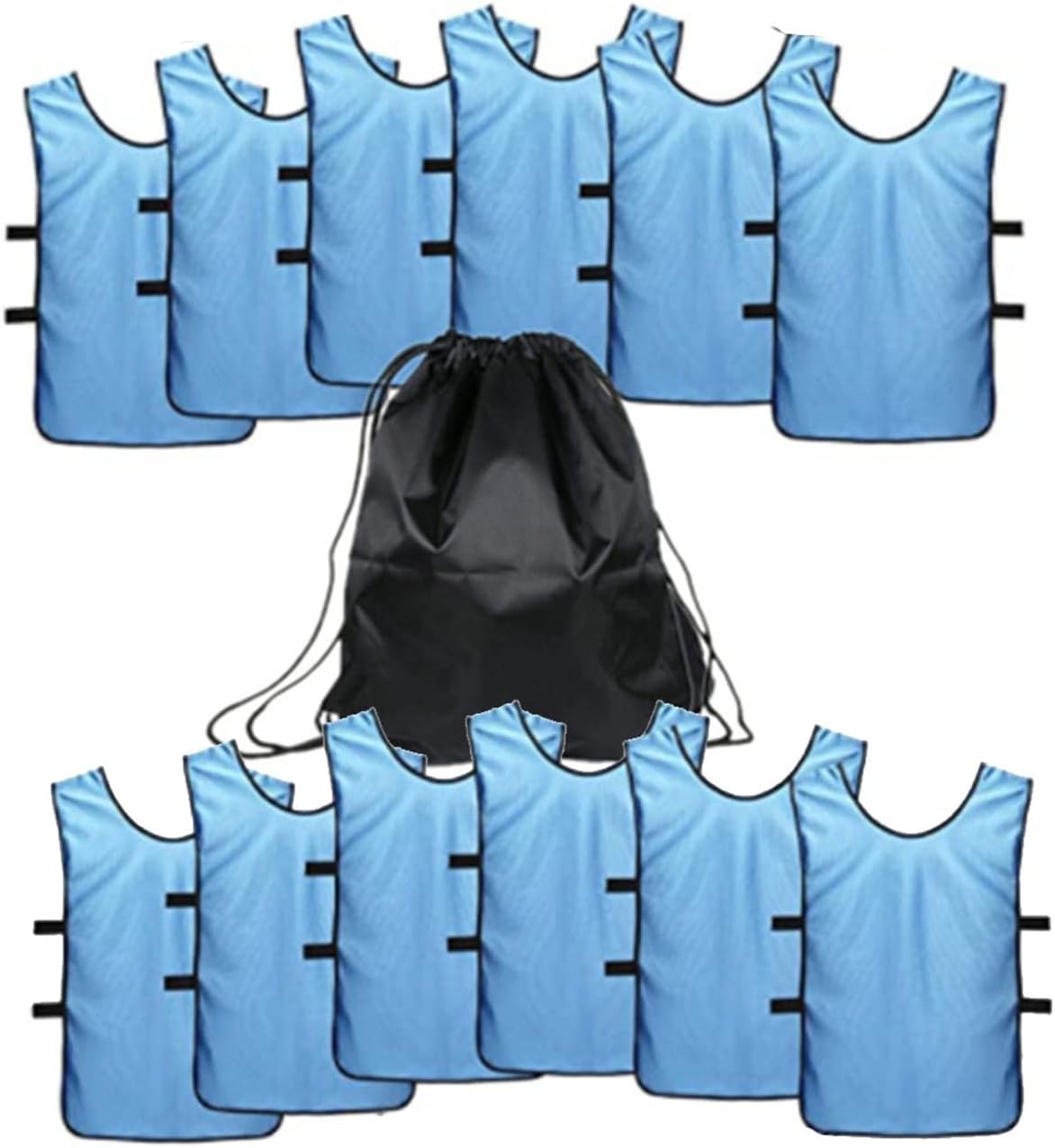 12 pcs Soccer Scrimmage Practice Vests Reversible Team Pennies with Belt Adult Kids Mesh Scrimmage ventilate Jersey