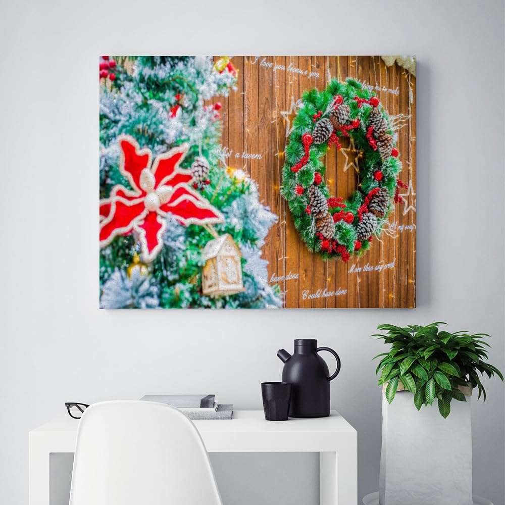 Diamond Painting 5D Natale 50x40 Cm | Kit Completo Con Tela, Diamanti Rotondi E Strumenti | Babbo Natale, Alce E Albero Di Natale