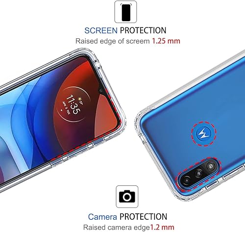 Miniatura 2 de Funda transparente compatible con Moto E7 Power/Moto E7i Power XT2097 con protector de pantalla de vidrio templado, bonito parachoques de cristal a