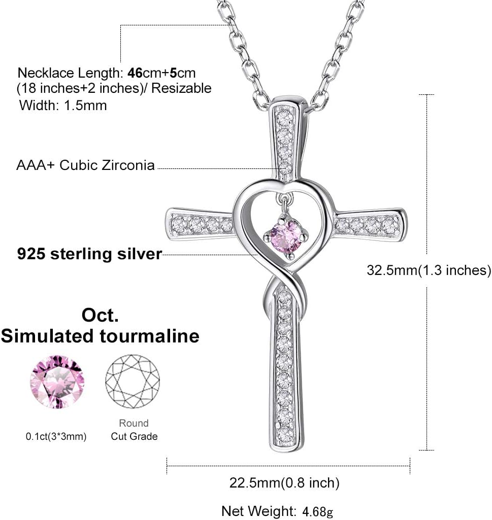 Suplight 925 Sterling Silver Birthstone Pearl Infinity Cross/Infinity Symbol Pendant Necklace for Women (with Gift Box) - Image 7