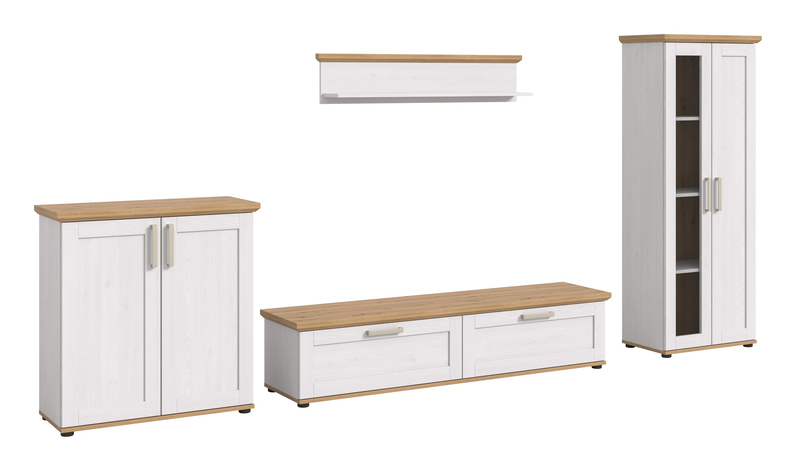 xonox.home Wohnzimmer Verona 4tlg. Set | Sibiu Lärche Nb. Absetzung Artisan Eiche Nb.