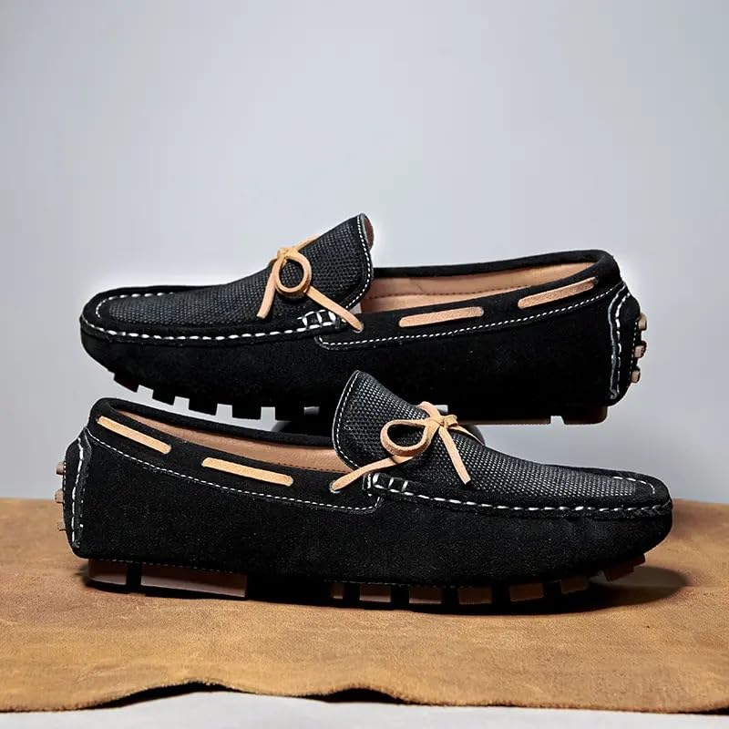 Loafers for Men Round Toe PU Leather Penny Boat Loafers Flat Heel Resistant Anti-Slip Prom Slip On3