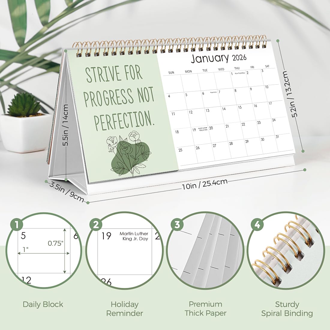 2025-2026 Desk Calendar 8x7 - Sassy Motivational Quotes With Mood Tracker