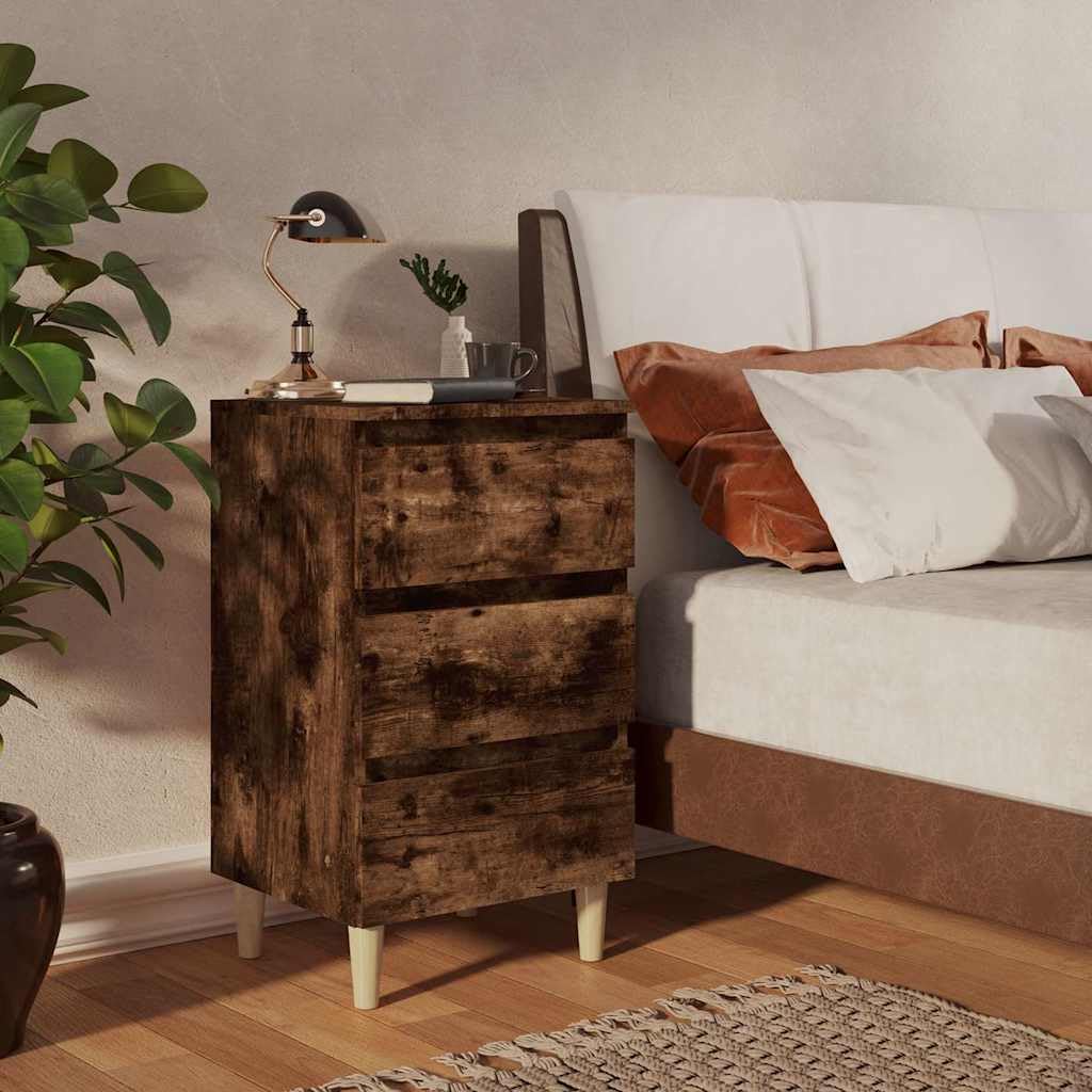 Set di 2 comodini con 3 cassetti, rovere affumicato, 40 x 35 x 69