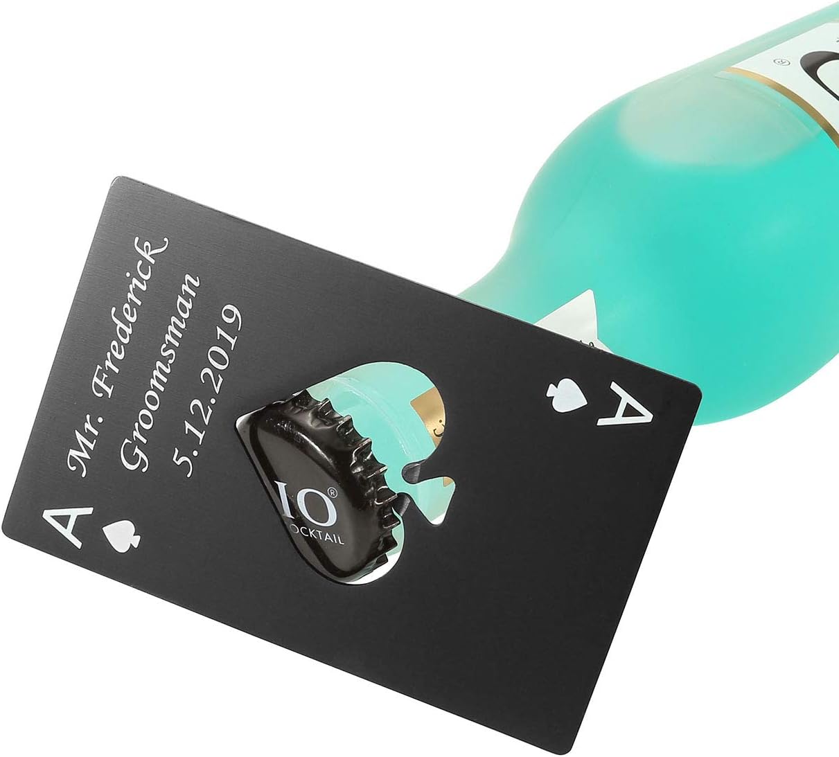 Personalized Custom Bottle Opener, Yoption 5 Pcs Stainless Steel Credit Card Size Beer Bottle Opener Cap for Wallet Pocket Wedding Party Groomsmen Birthday Gifts