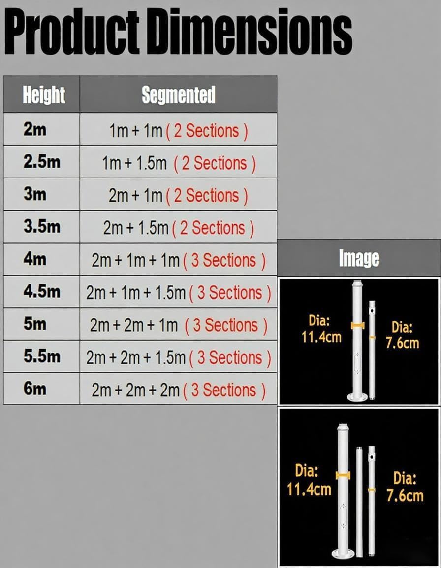 Słup montażowy kamery - Odłączany stojak do monitoringu do szkoły, werandy, patio, chodnika - zabezpiecz swoją kamerę zewnętrzną (350 cm/3,4 m)