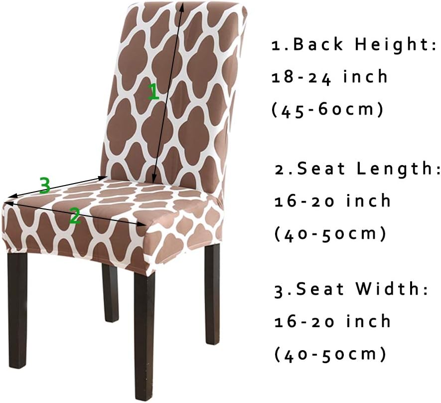 CHICHIC Stretch Removable Short Dining Chair Protector Cover Washable Seat Slipcover for Kitchen, Hotel, Dining Room, Ceremony, Banquet Wedding Party, Set of 4, Pattern 1 Camel