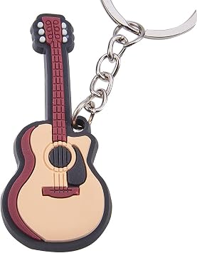 WANDIC 1PC Creative Guitar Keychains Silicone Ukulele Pendant Keychain Musical Instrument Pendants Key Ring for Gift Backpack Wallet Key Decoration