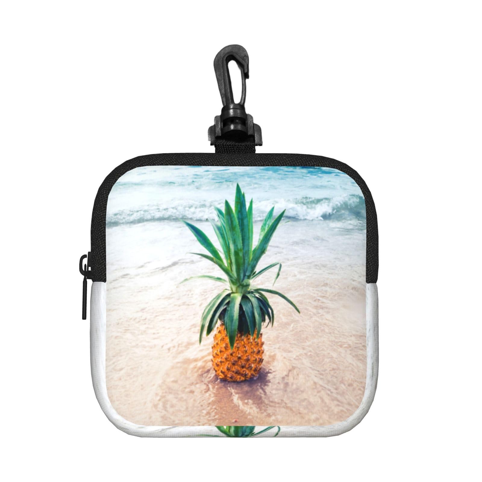 Pineapple By The Sea Print Square Storage Bag Travel Toiletry Cosmetic Organizer Pouch Lightweight Reusable