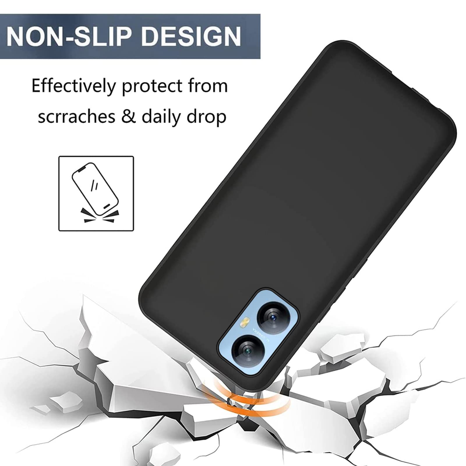 Cover per Blackview A52 + [3 Pezzi] Vetro Temperato, Weideworld Ultra Sottile Antiurto Morbido Silicone TPU Custodia Protettiva Case,Nero