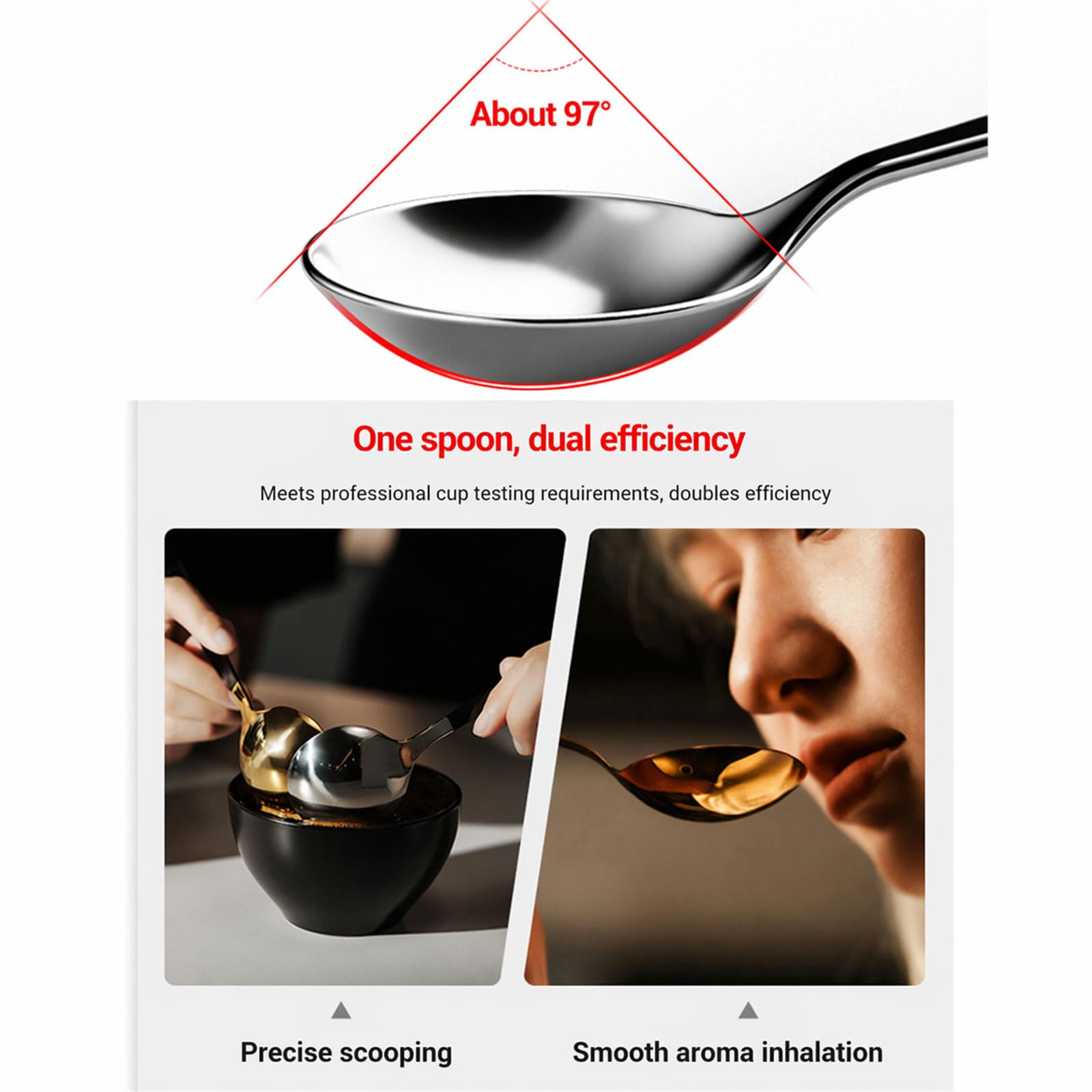PANGBOER Cucchiaino da caffè per baristi Gadget in Acciaio Inossidabile 304 Resistente alla ruggine, Ideale per la degustazione e la miscelazione Professionale Cucchiaino da degustazione del caffè