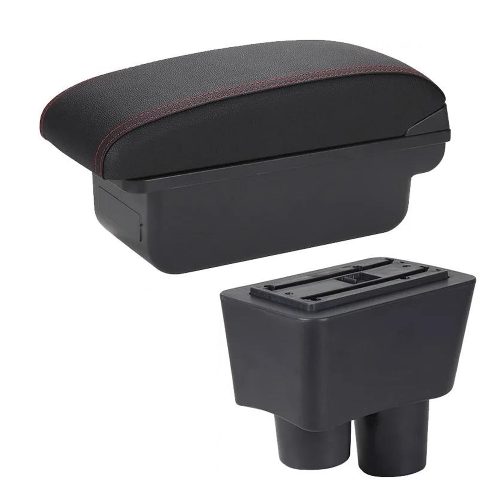 NOHEEU Car Modified Interior Accessories Seat Armrest Box Storage For Almera For Versa(C1 Black red NO USB)