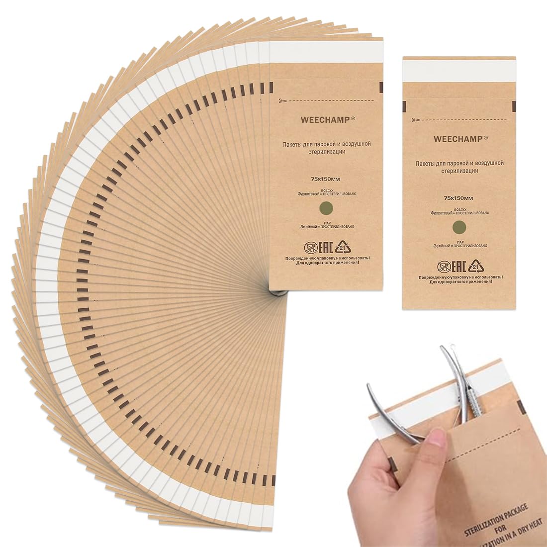 50 Pezzi Buste Sterilizzazione Estetista Buste Monouso Buste Autosigillanti per Sterilizzazione a Secco e in Autoclave per Strumenti per Unghie Dentisti e Estetiste