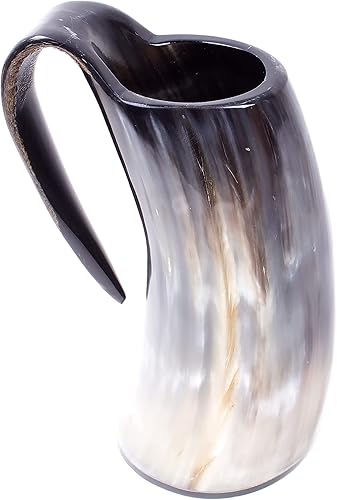 Miniatura 6 de Taza vikinga de cuerno de beber, estilo medieval, taza de cuerno de buey auténtica, hecha a mano, jarra auténtica para cerveza Ale, mercancía de