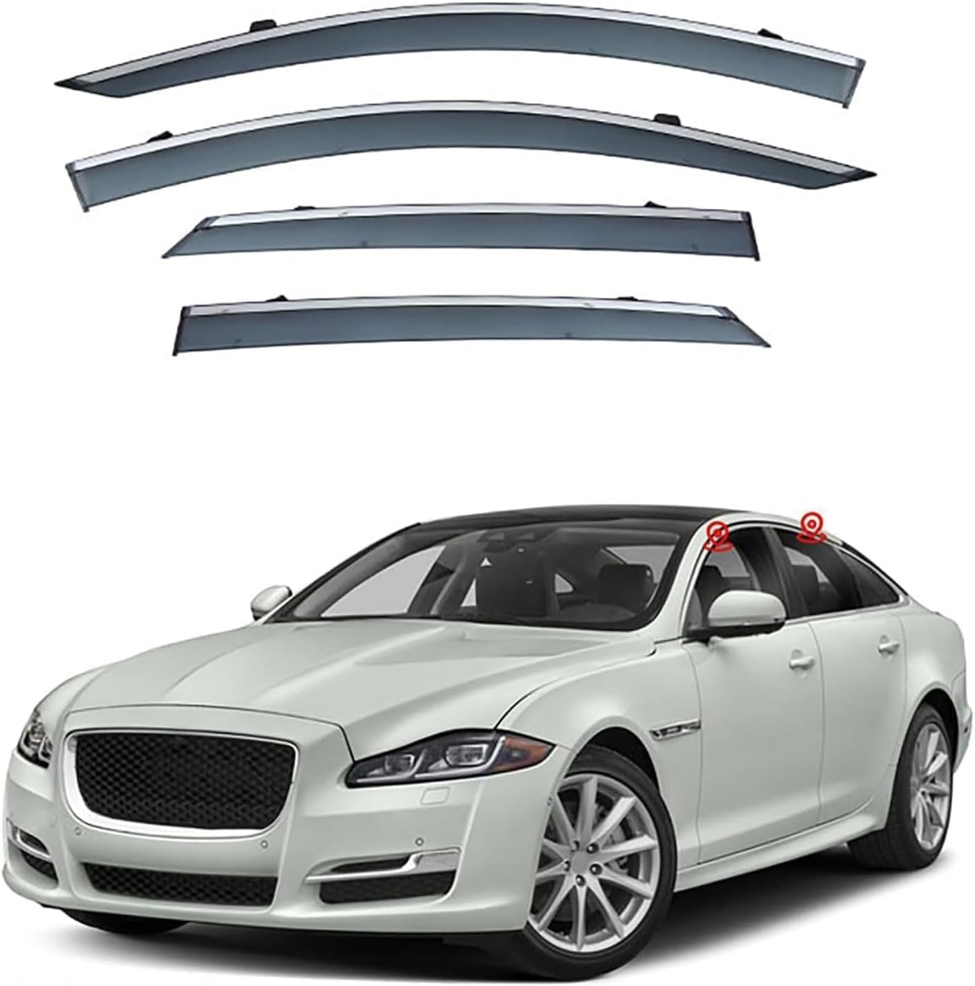 Fengjp Normal Car Window Wind Deflectors For Jaguar Xjl X351 2011-2019, Window Wind Deflector Visor Rain Smoke Guards Automotive Accessories