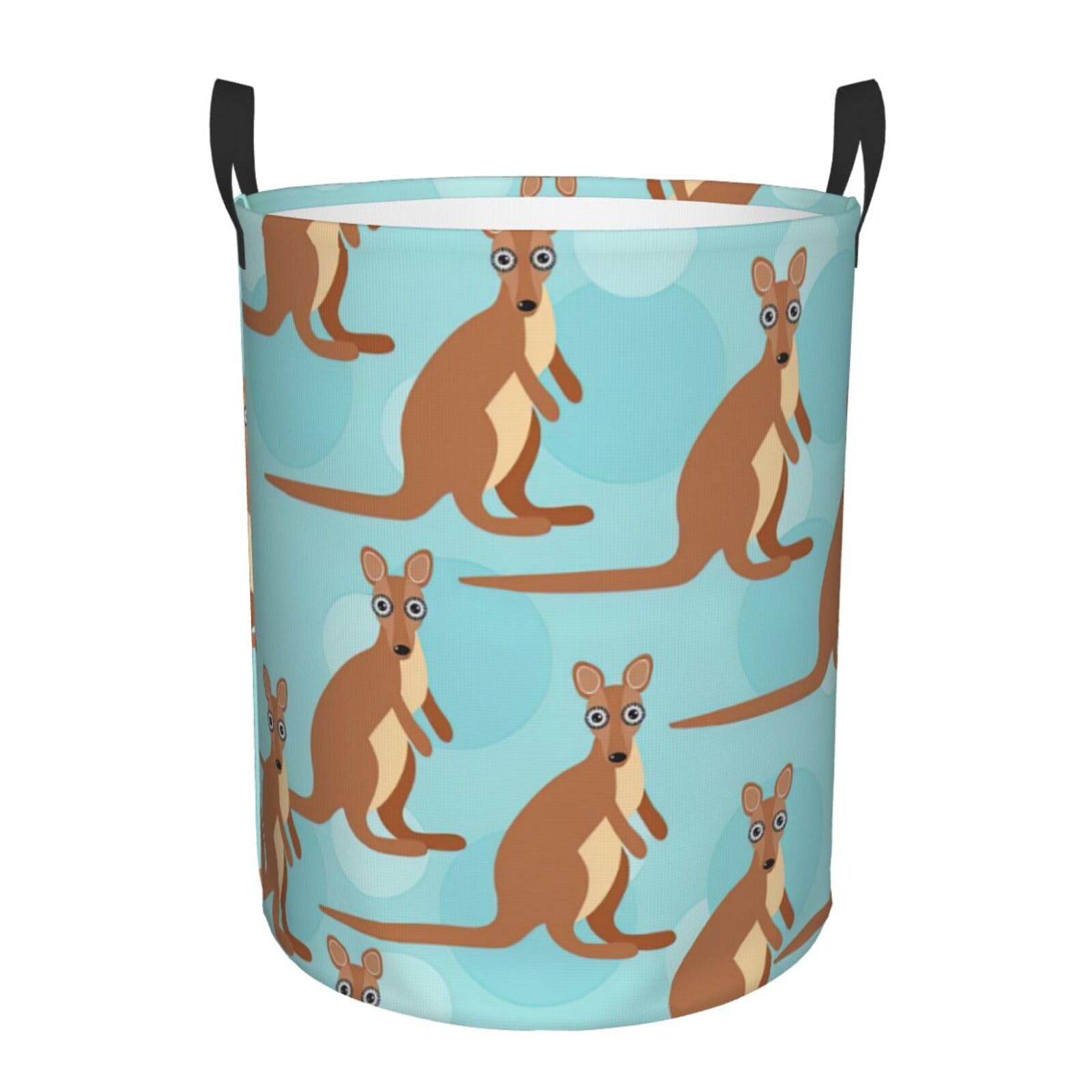 M Collapsible Round Funny for Kangaroo Zoo Print Laundry Hamper