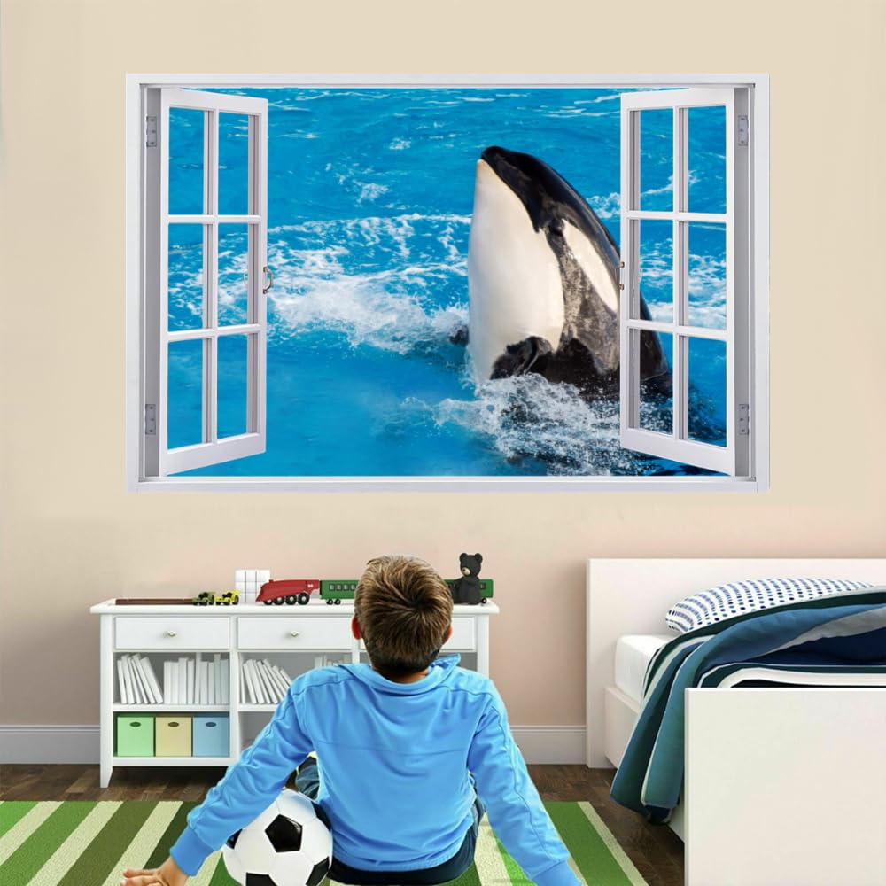 Calcomanía Rota 3D, Delfín Adhesivo Extraíble De Vinilo Para Despegar Y Pegar, Tatuaje De Pared Niñas Niños Dormitorio Guardería Habitación Decoración Para El Hogar 110x70cm