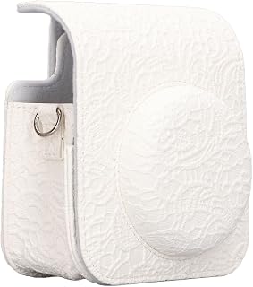 Bolsa Protetora InstantCamera para Fujifilm InstaxMini 12, Padrão 3D Vintage de Couro PU Macio Estojo de Transporte InstantCamera Com Alça de Ombro Ajustável para Presentes, à