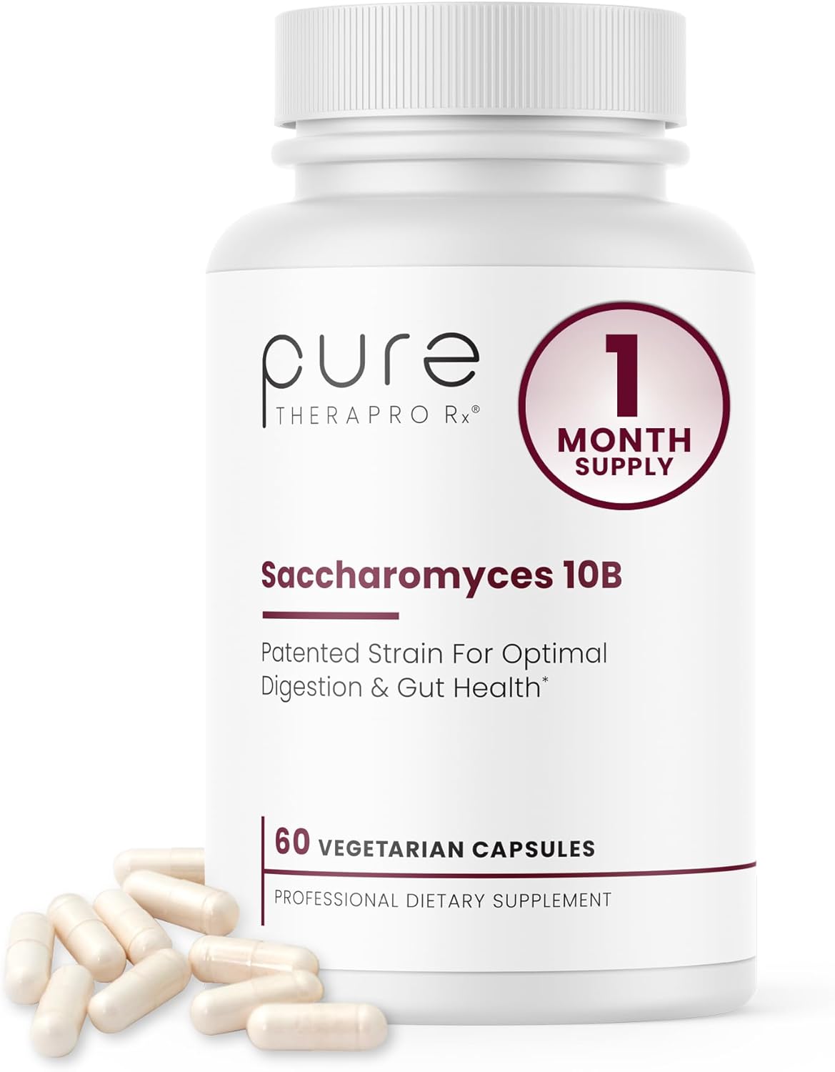 Pure Therapro Rx Saccharomyces Boulardii Probiotics 10 Billion CFU - Made in USA | No Fillers, Patented Strain: Lynside CNCM I-3799 Probiotics for Men and Women 60 Capsules