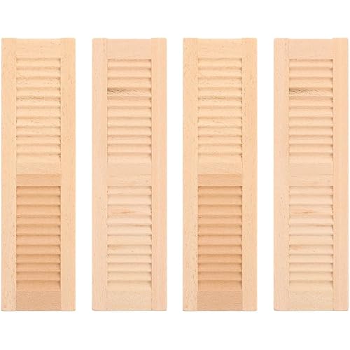 4Pcs Miniature Shutters Window: 1:12 Scale Mini Window Shutter, Unfinished Wooden Dollhouse Furniture Model & DIY Accessories