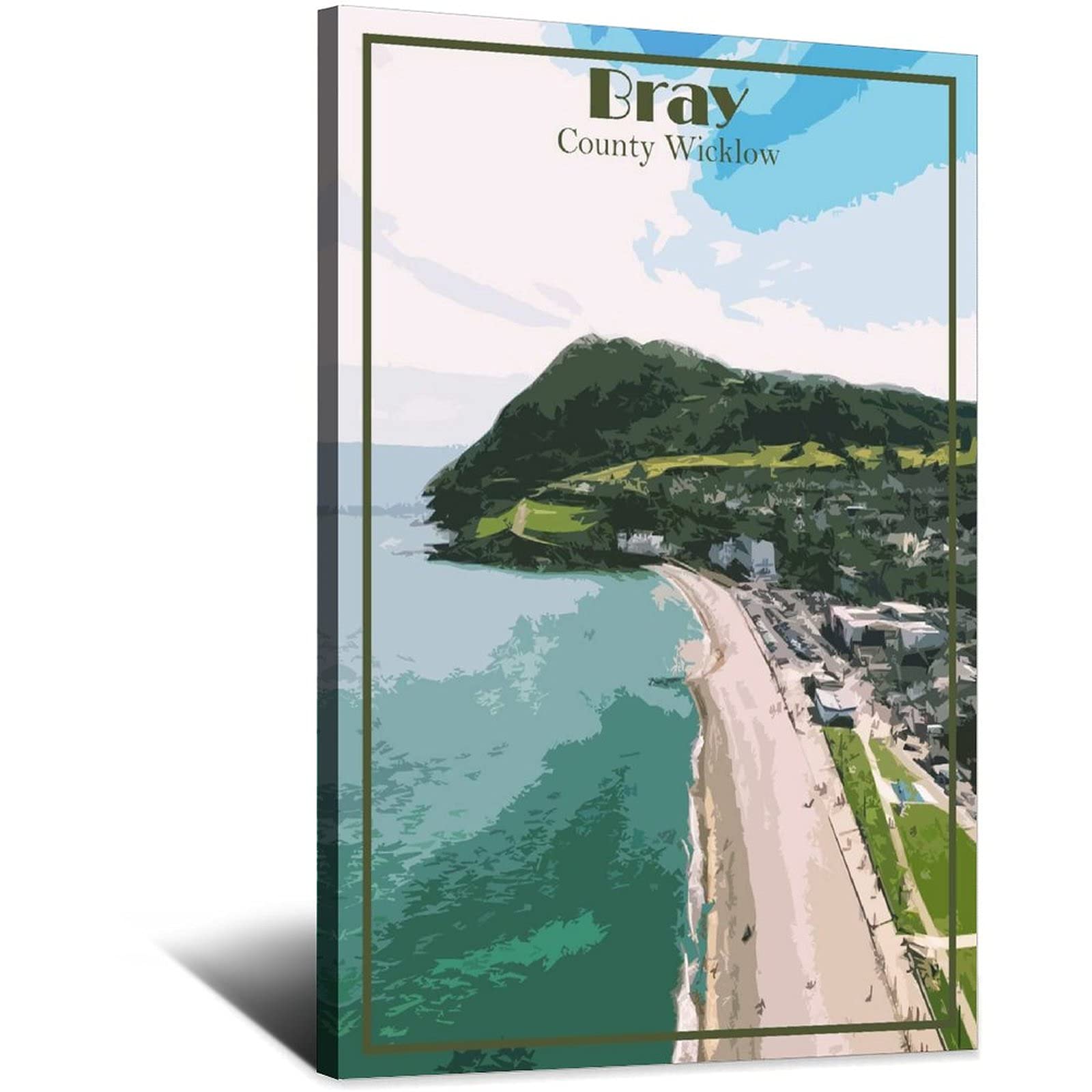 Zsefv Frame-Style Dublin Bray Wicklow Ireland Vintage Travel Poster Decorative Posters Modern Bedroom Canvas Art Poster Picture Painting Posters Wall Decor Art Gift
