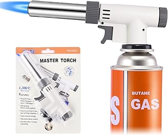 Butane Torch Kitchen Blow Lighter, 360 Degree Reverse Professional Chef Culinary Torch with Safety Lock and Adjustable Flame for Cooking Crème Brulee Soldering Baking (Butane Gas Not Included)