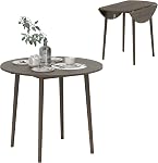 Table à manger pliante HOMCOM, table ronde à rabat pour petits espaces, table pliante avec pieds en bois pour cuisine, salle à manger, brune