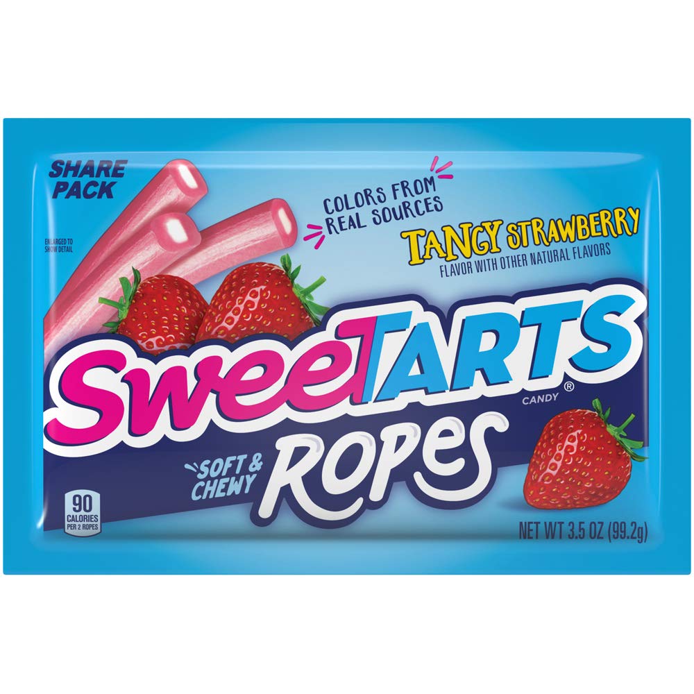SweeTARTS Tangy Strawberry Ropes Soft & Chewy Candy, 3.5 onzas (paquete de 12