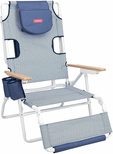 Flamingueo Strandstol, vadderat hål huvud och arm, lutande 5 positioner, komfortfotstöd och armstöd, lätt bärryggsäckshandtag, 83,2 x 66,7 x 97 cm