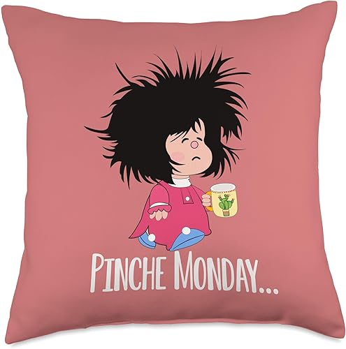 Miniatura 5 de Pinche Monday Funny Sleepy Mafalda - Almohada española, 16 x 16 pulgadas, multicolor