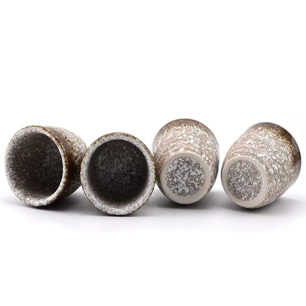 Ensemble de tasses à saké japonaises exquises, 5 pièces de 10 oz, tasse en céramique marron à texture traditionnelle, verre à vin artisanal, verre à vin en porcelaine de conception japonaise 8,8