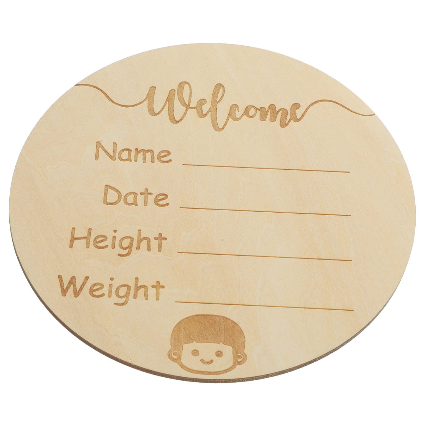 BESPORTBLE Round Newborn Birth Announcement Sign Meaningful Wooden Name Plaque for Nursery Decor for Welcoming Sign for Photo Prop and Celebrations