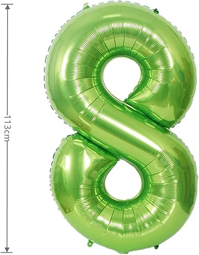 Miniatura 3 de Globo de aluminio grande de 40 pulgadas con número de helio, cumpleaños, boda, fiesta, 0-9 (verde, 8)