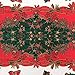 LUSHVIDA Christmas Tablecloth Round - 60inch Holly Ribbon Pattern Washable Wrinkle Resistant Holiday Tablecloths for Christmas Family Gathering, Dining Room Table 130GSM