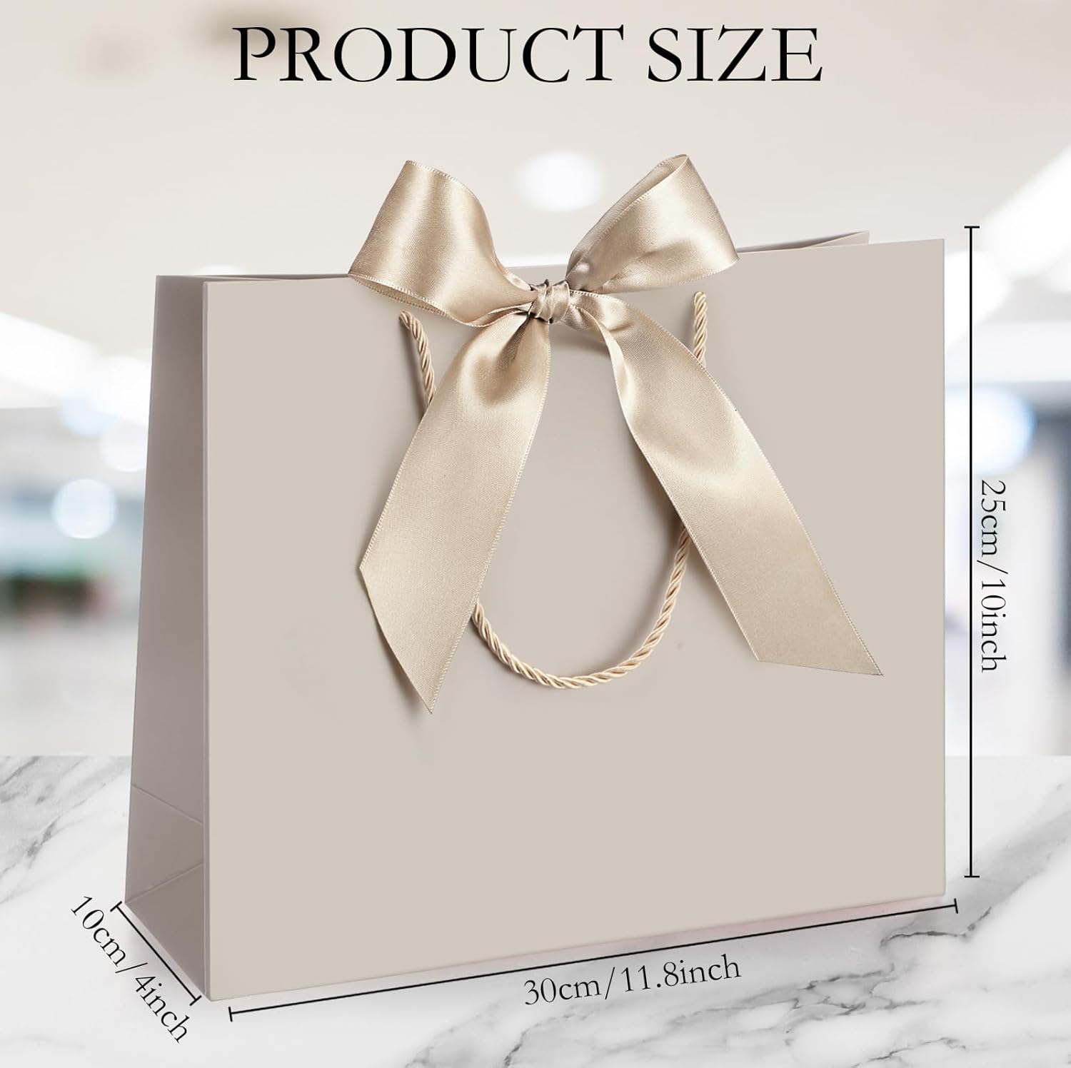 Silkfly 24 Pcs Thank You Gift Bags with Handle 12x10x4'' Welcome Elegant Gifts Bag with Bow Ribbon for Mother's Day Wedding Graduation Bridesmaid Baby Shower Birthday Housewarming (Champagne)