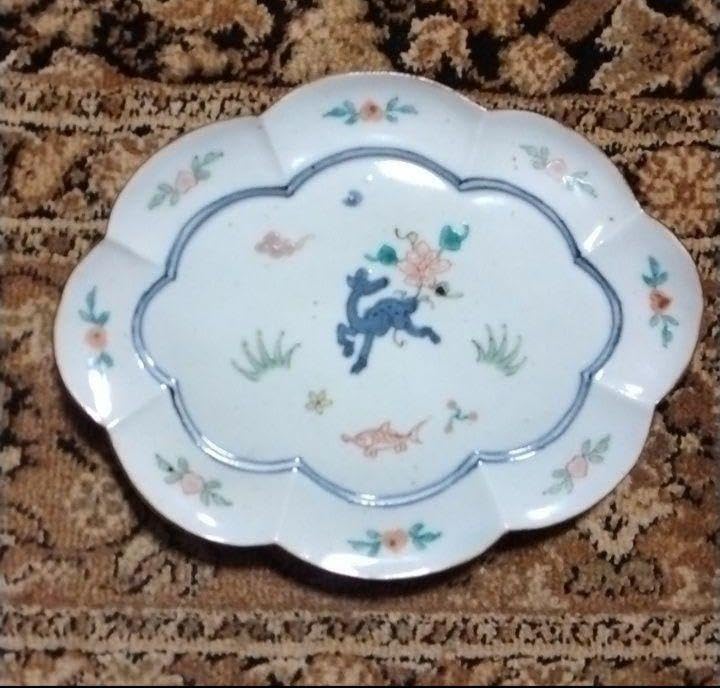 松浦コータロー色絵桃鹿文木瓜皿