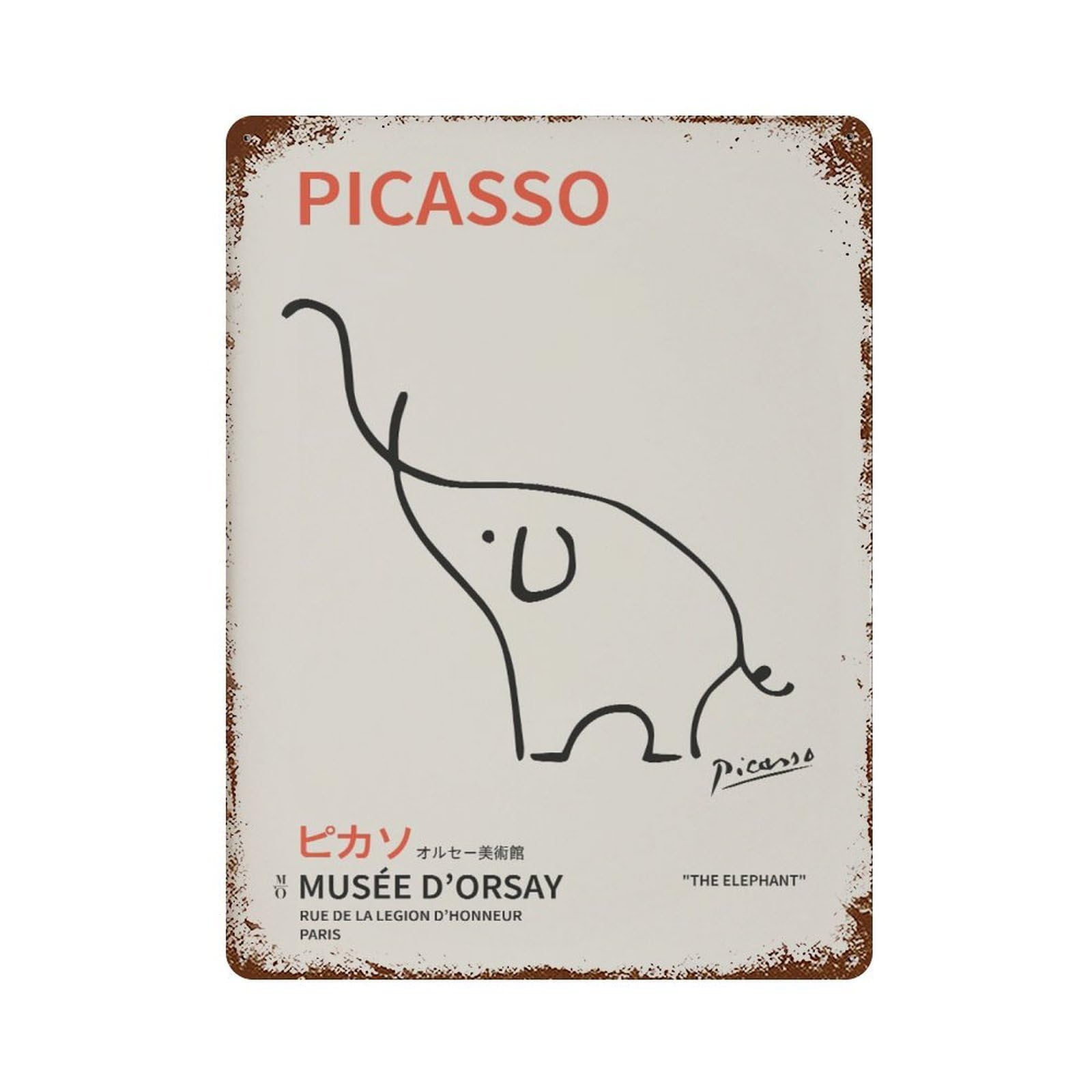 xiaoxiaoshen Picasso Elephant – Modern One Line Wall Decor Art Metal Tin Poster Modern Home Decor Art Home Bar Shop Decorations Vintage Sign 40x30cm