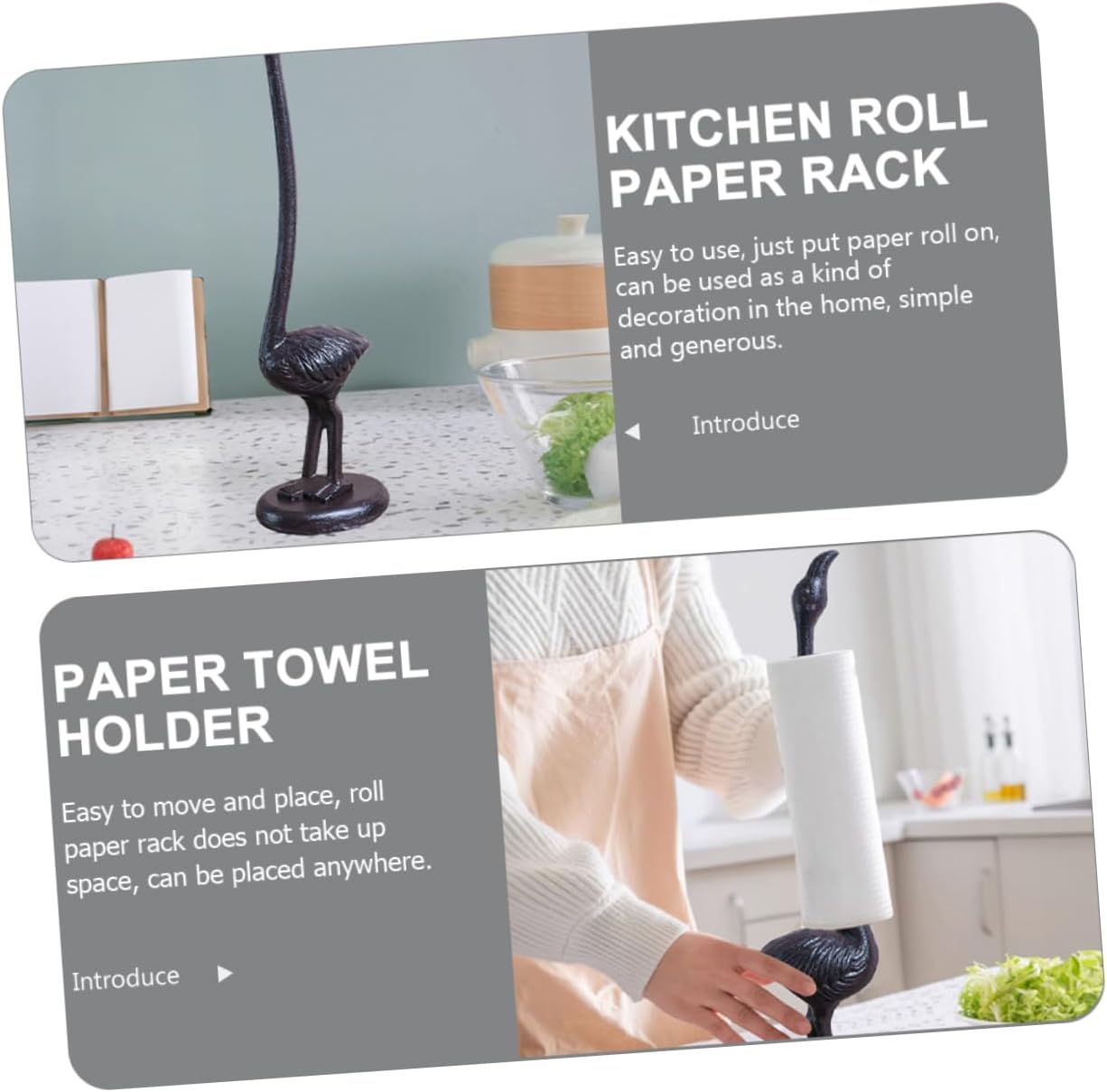 Flamingo Statue Paper Towel Holder Roll Paper Rack Kitchen Towel Storage Industrial Style Non-Slip Base