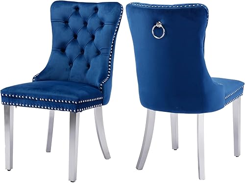 Miniatura 15 de Juego de 6 sillas de comedor de terciopelo gris, modernas sillas de comedor con respaldo copetudo y patas de madera maciza, sillas de comedor Gris