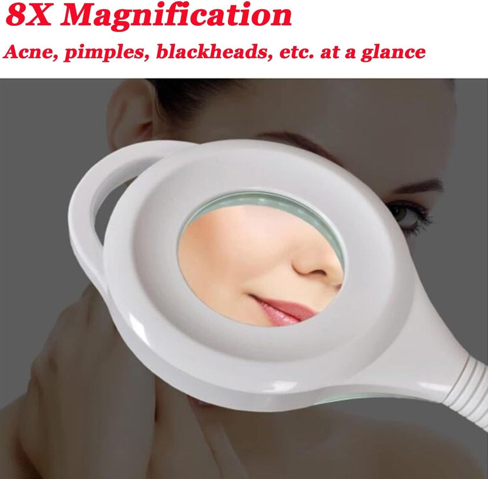 Lampara Led Pie Estetica Lampara Estetica Con Lupa Lupa Estetica Profesional Lámpara De Trabajo 8 X Aumento Lámpara De Pie Flexible Brazo De Altura Ajustable Con Soporte Con Ruedas Color Blanco